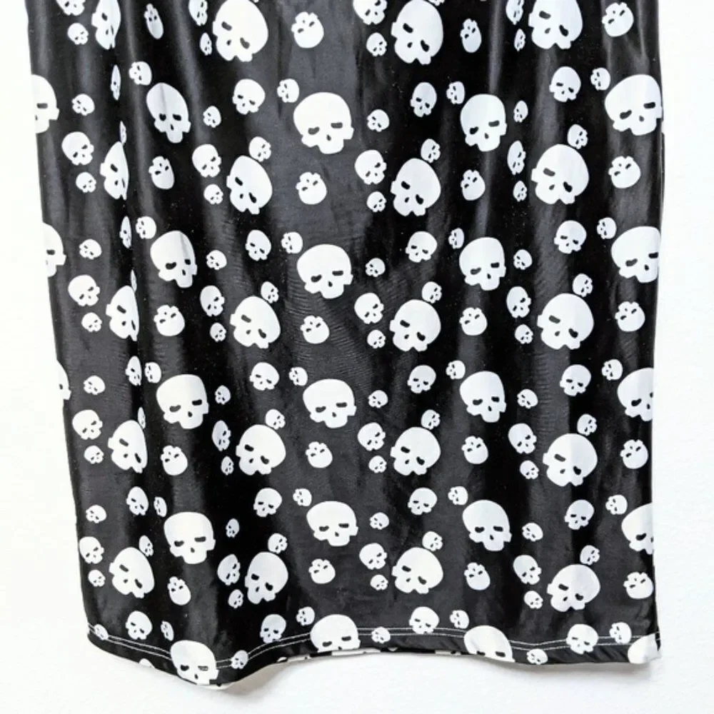 BRICKYARD BUFFALO Skull Punk Goth Midi Skirt XL